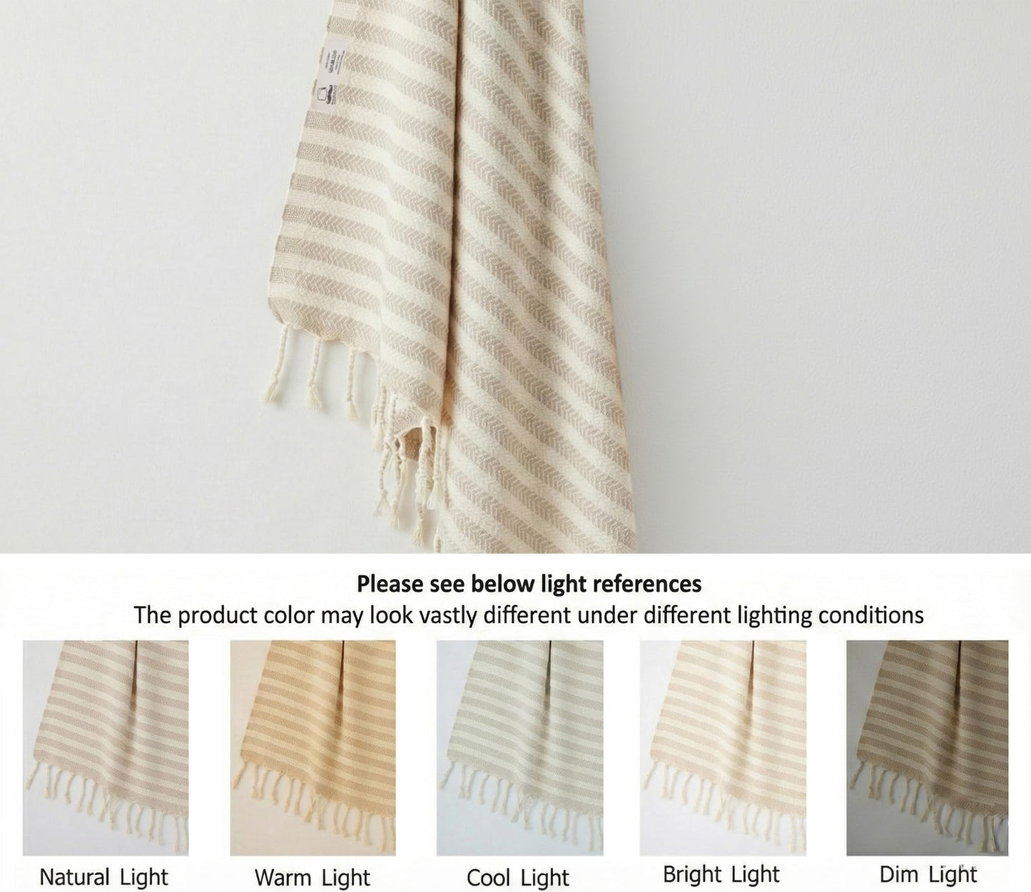 Bazaar Anatolia Turkish Bath Towel, 100% Cotton, 71x39 in, Arpa Beige