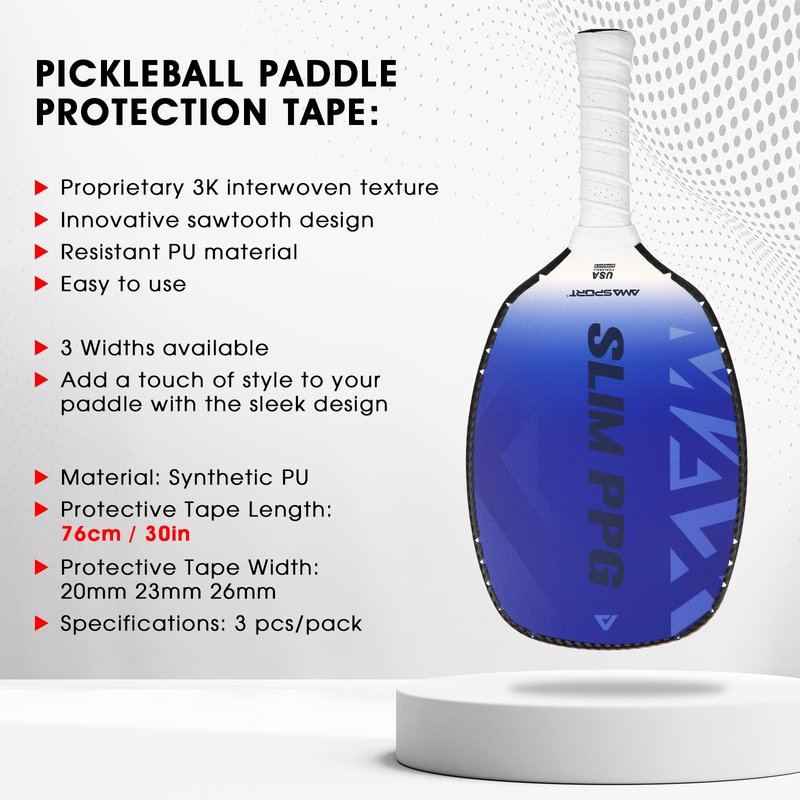 PICKLETECH Pickleball Edge Guard Tape - 3K PU Interwoven Texture - Paddle Head Edge Tape - Racket Edge Protection Tape -Fit Perfectly Curved Edge -No Wrinkling