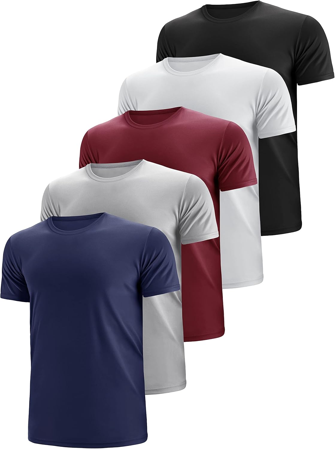 Skiennix Men's Tech Performance Crew T-Shirts - Moisture Wicking Quick Dry | 3 & 5 Pack Options