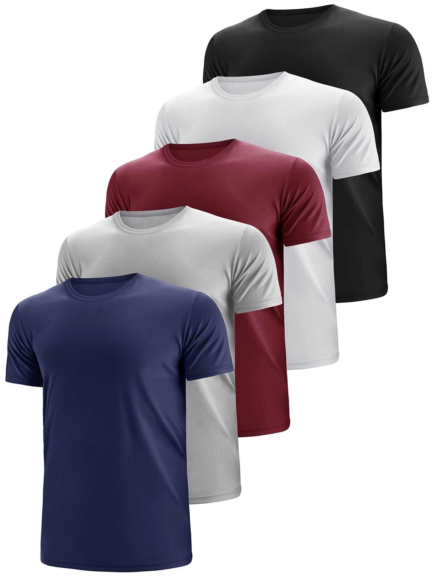 Dry Fit Tshirts Shirts for Men 5 Pack Moisture Wicking Quick Dry Mesh Performance Tees Gym Tech T Polyester Sublimation Active Athletic Crew Short Sleeve Workout Running Tops (Multipack 1, XL)