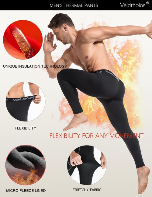5 Pack Thermal Compression Pants for Men Fleece Lined Cold Weather Sports Tights Winter Gear Athletic Baselayer Leggings A M