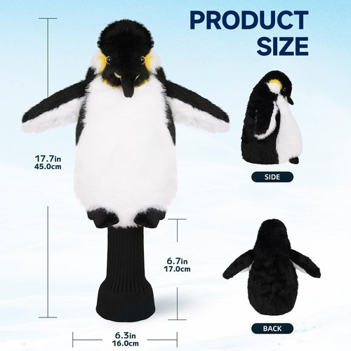 LZFAN Golf Club Covers for Woods and Drivers Funny Driver Headcover Animal Golf Club Head Covers Golf Gifts for Men Women Plush Penguin