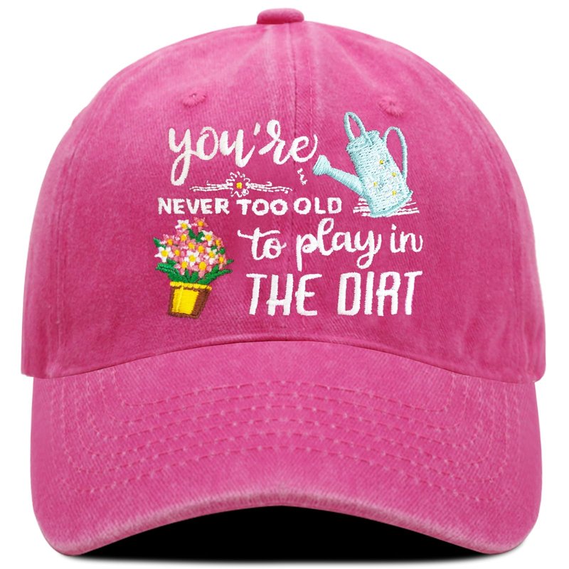 Didirlao Gardening Hat for Gardening Gifts for Women - Adjustable Embroidered Cotton Baseball Cap for Grandma or Wifey Mom Retirement Gifts Pink