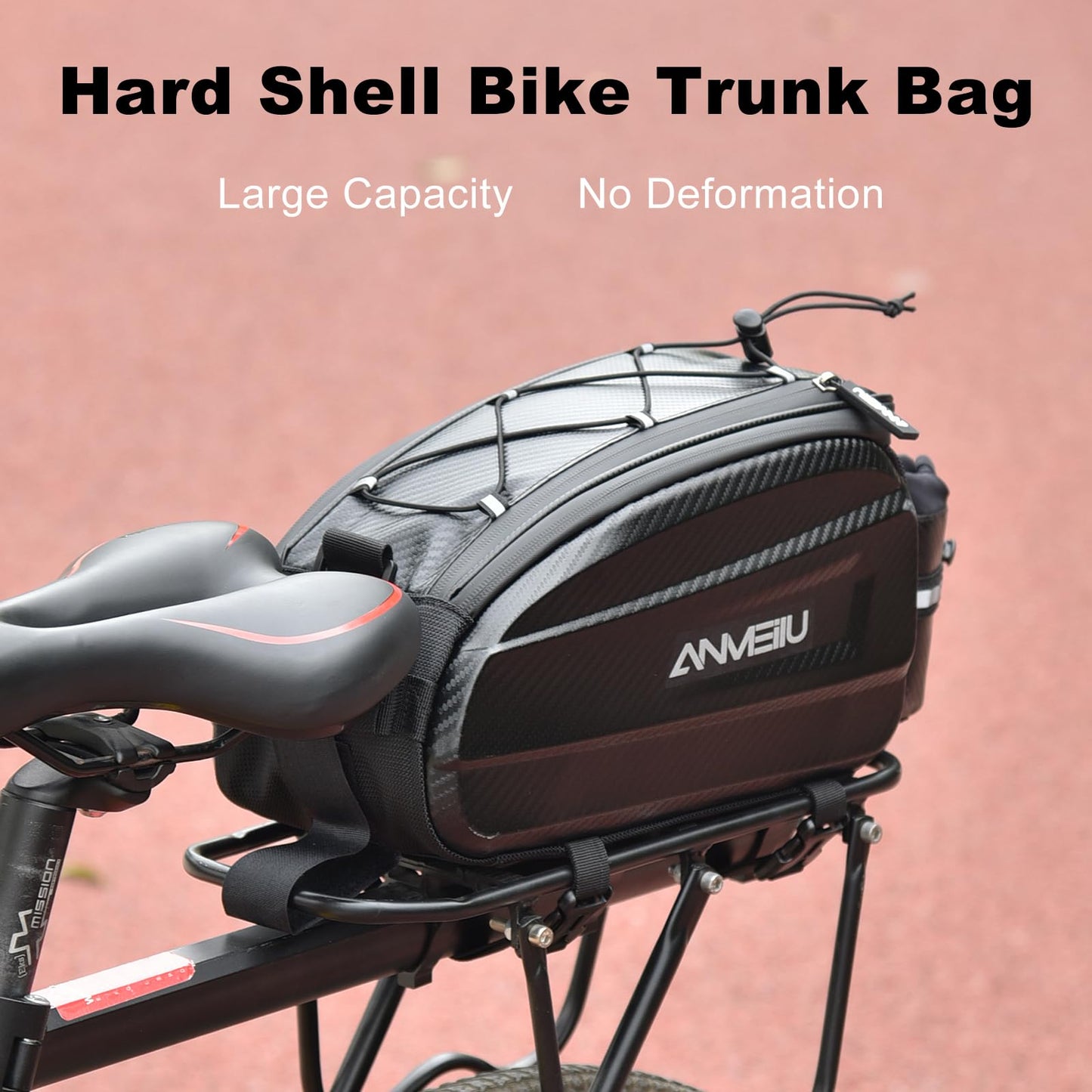 ANMEILU Bike Rack Bag Bicycle Trunk Pannier Bag 6L Waterproof Bike Rear Rack Bag Water Resistant Zipper Cycling Pack Back Seat Cargo Pouch with Strap & Rain Cover