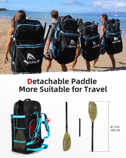 Abahub Adjustable Kayak Paddle - 210-250 cm Floating Oars for Boating & Canoeing - Black