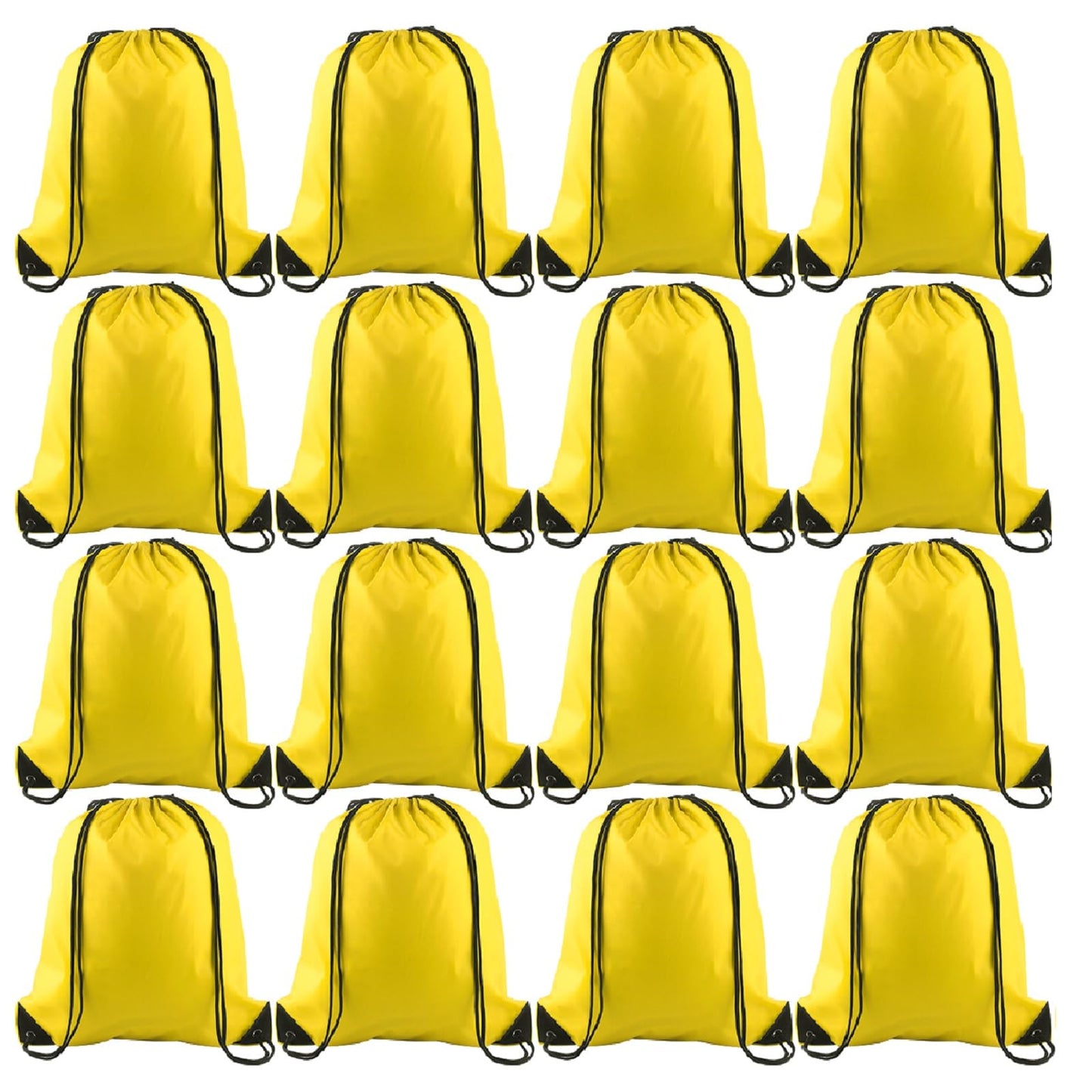 KUUQA 12 Pcs Drawstring Backpack Bags Bulk Yellow Drawstring Bag Foldable Gym Bag Sports Cinch Sack String Backpack Storage Bags for Women Men Shopping Gym Travel Sports