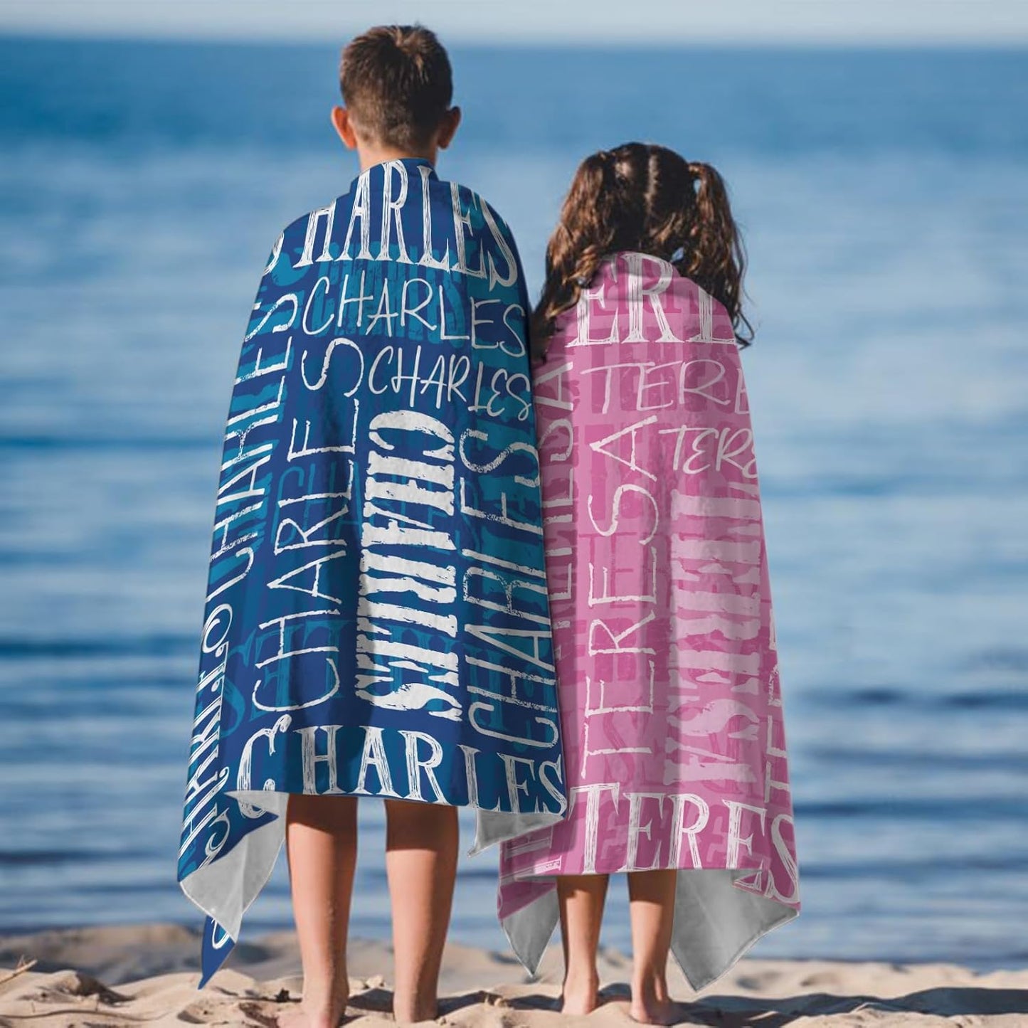 Yoke Style Personalized Beach Towels - Custom Quick Dry Microfiber for Kids | Sand-Free Design