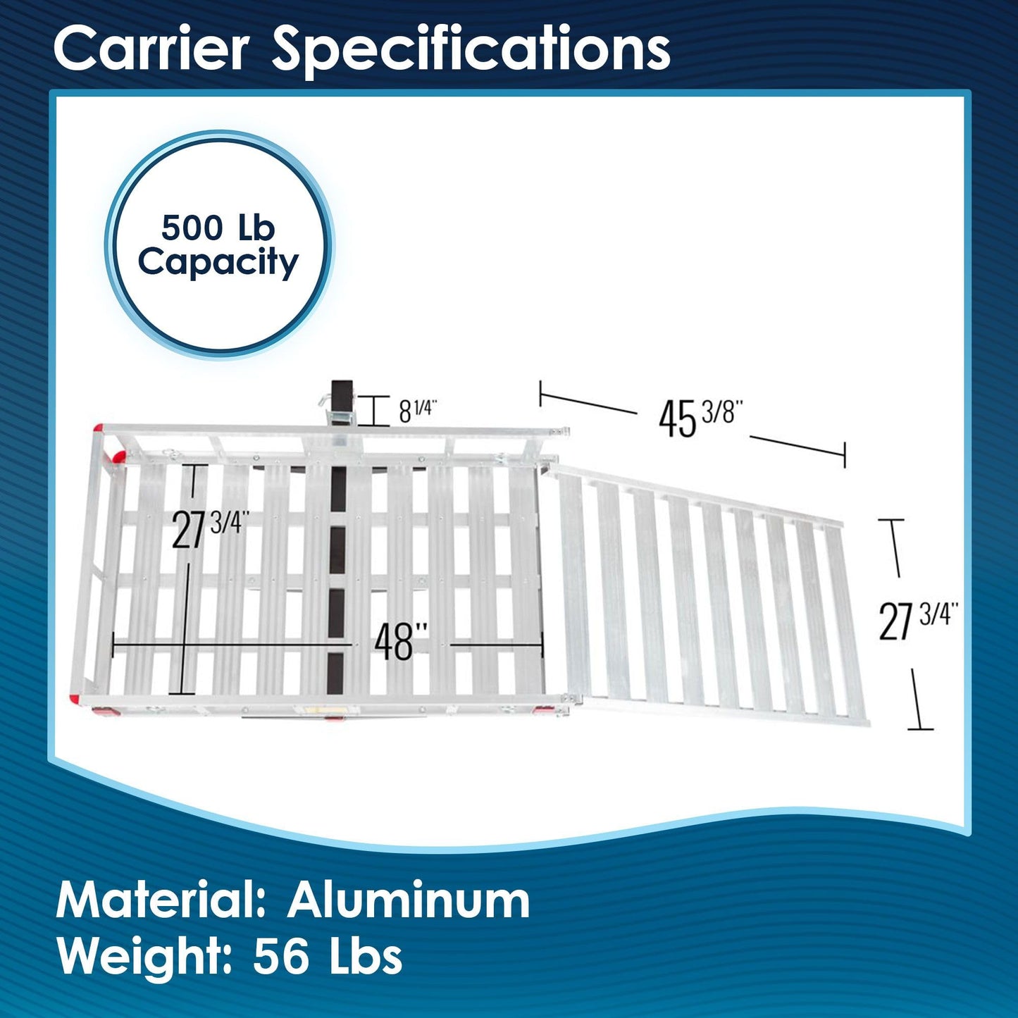 Wheelchair Scooter Carrier w/Ramp, Car Truck SUV, 500 lb Cap, Silver Spring