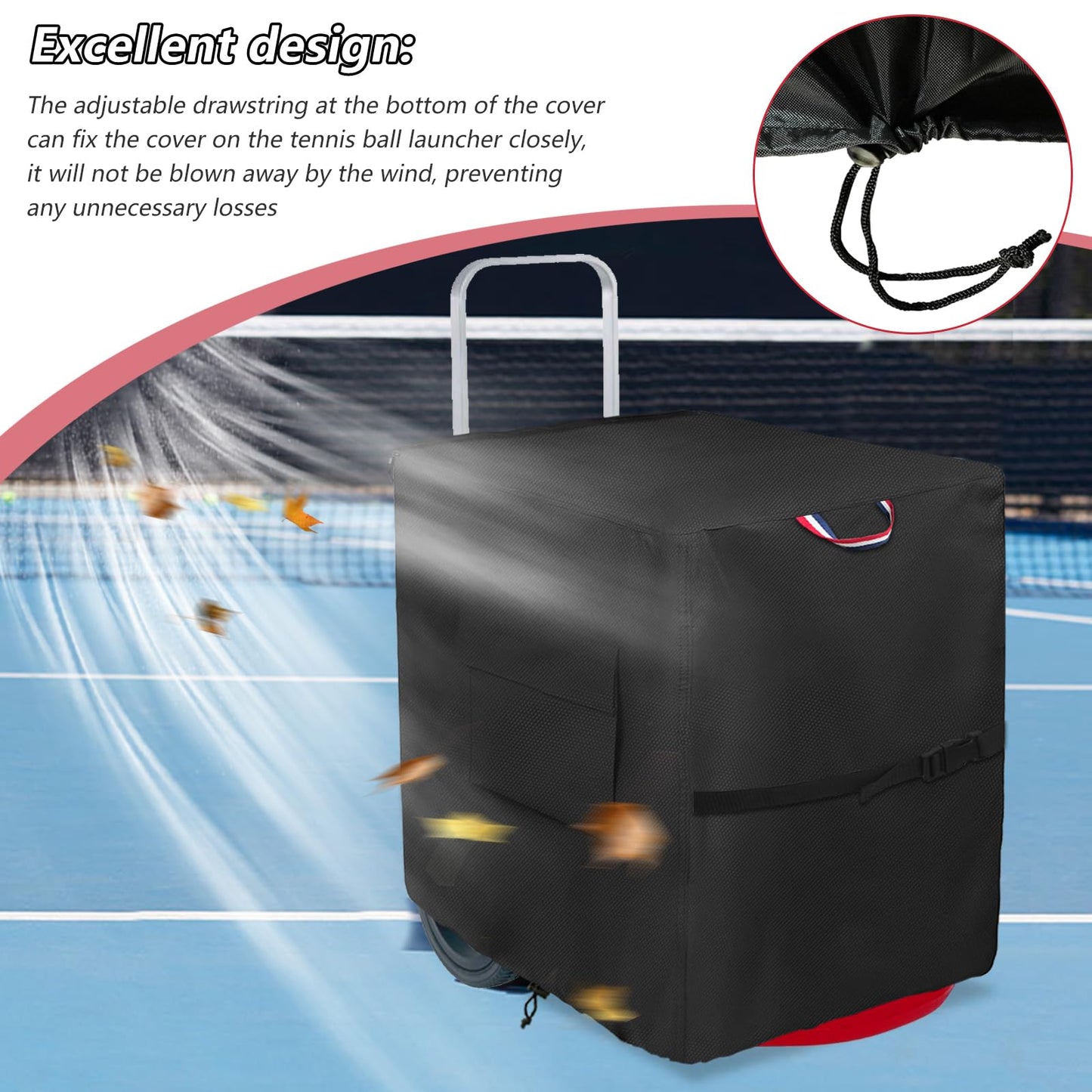 Youkaver Tennis Ball Machines Cover with Plush Linner & Tennis Ball Launcher Cover - Fits Most Tennis Tutor Machines,All-Weather Durable Protection