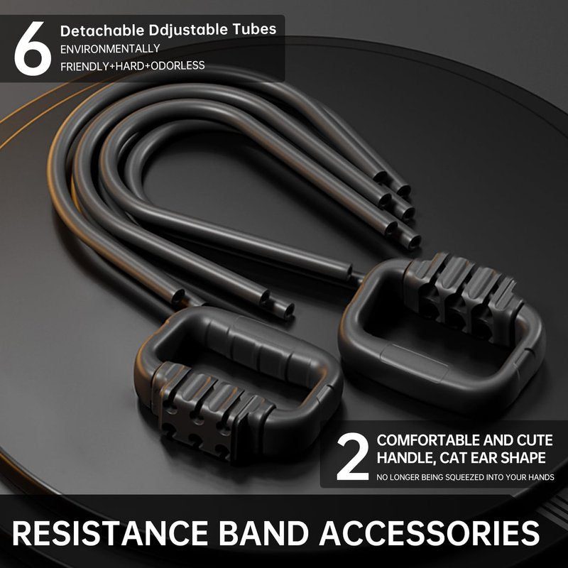 Resistance Bands with Handles, Single Resistance Bands, Exercise Bands with Comfortable Handles, Resistance Training, Physical Therapy, Home Workouts, Fitness, Pilates(Black)