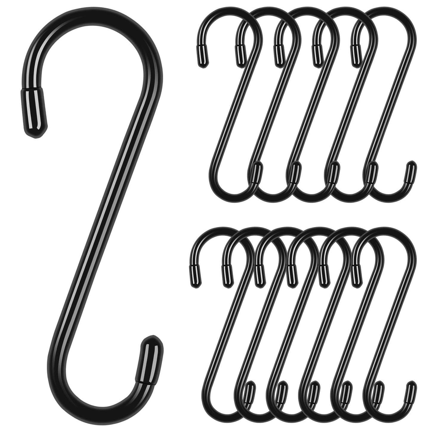 samhard 12 Pack 6 Inch Heavy Duty S Hooks for Hanging Plants Indoor & Outdoor - Rust-Resistant Metal Plant Hanger Hooks with Vinyl Coated, Sturdy Garden Hook for Baskets, Potted, Bird Feeders