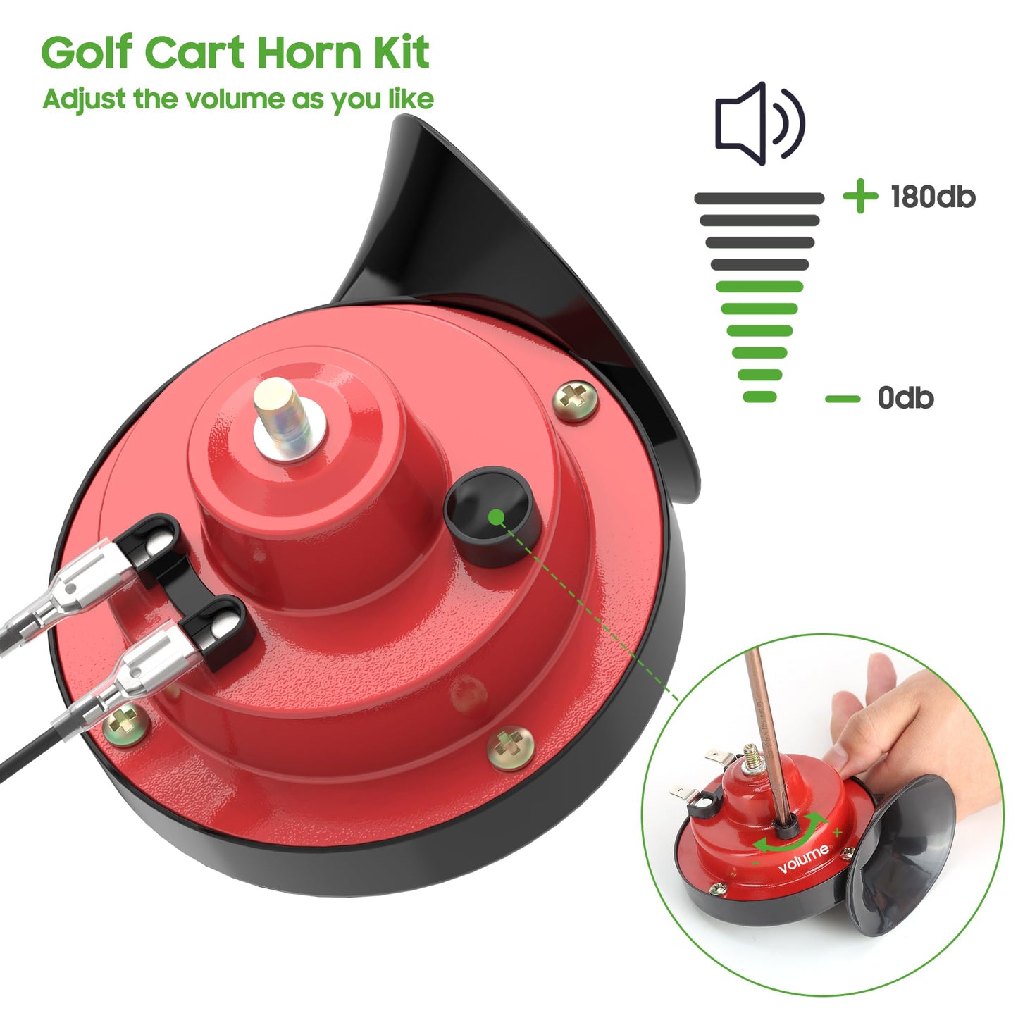 10L0L Upgrade Golf Cart 12 Volt Horn Kit, Hand Steering Mount Button, Horn Switch and Wire Harness Assembly Universal Fit for Yamaha, Club Car, EZGO, ATV, UTV, Boat