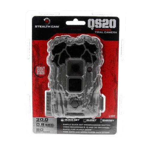 Stealth CAM QS20 20MP Photo & 720P Video at 30FPS 0.8 Sec Trigger Speed 80Ft Detection & IR Range Compact Hunting Trail Camera, 32GB SD Card Supported