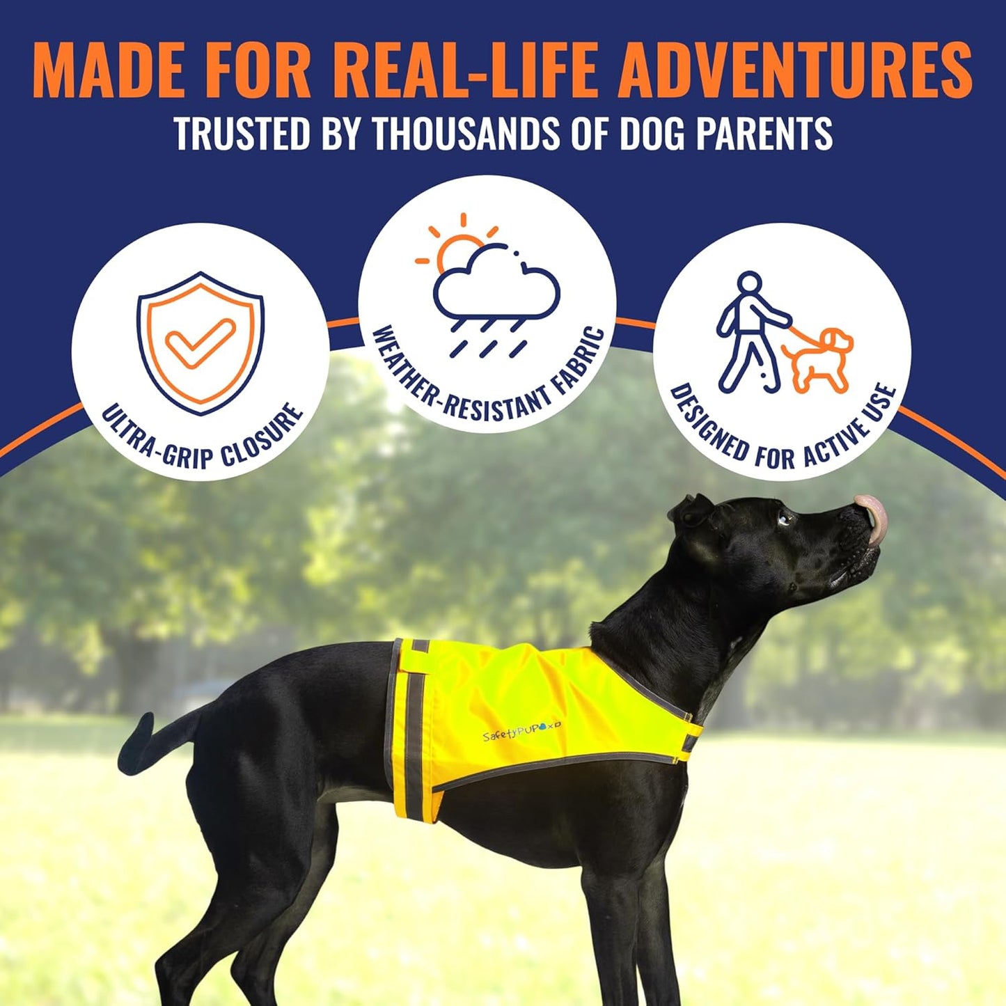 SafetyPUP | XD Lite Dog Vest - Reflective Hi-Visibility Fluorescent Yellow for Enhanced Safety