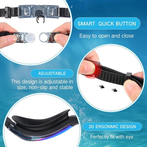 Flutesan Swim Goggles for Adults - Anti-Fog, Leak-Proof Design with Ear Plugs & Nose Clip | 6 Pack
