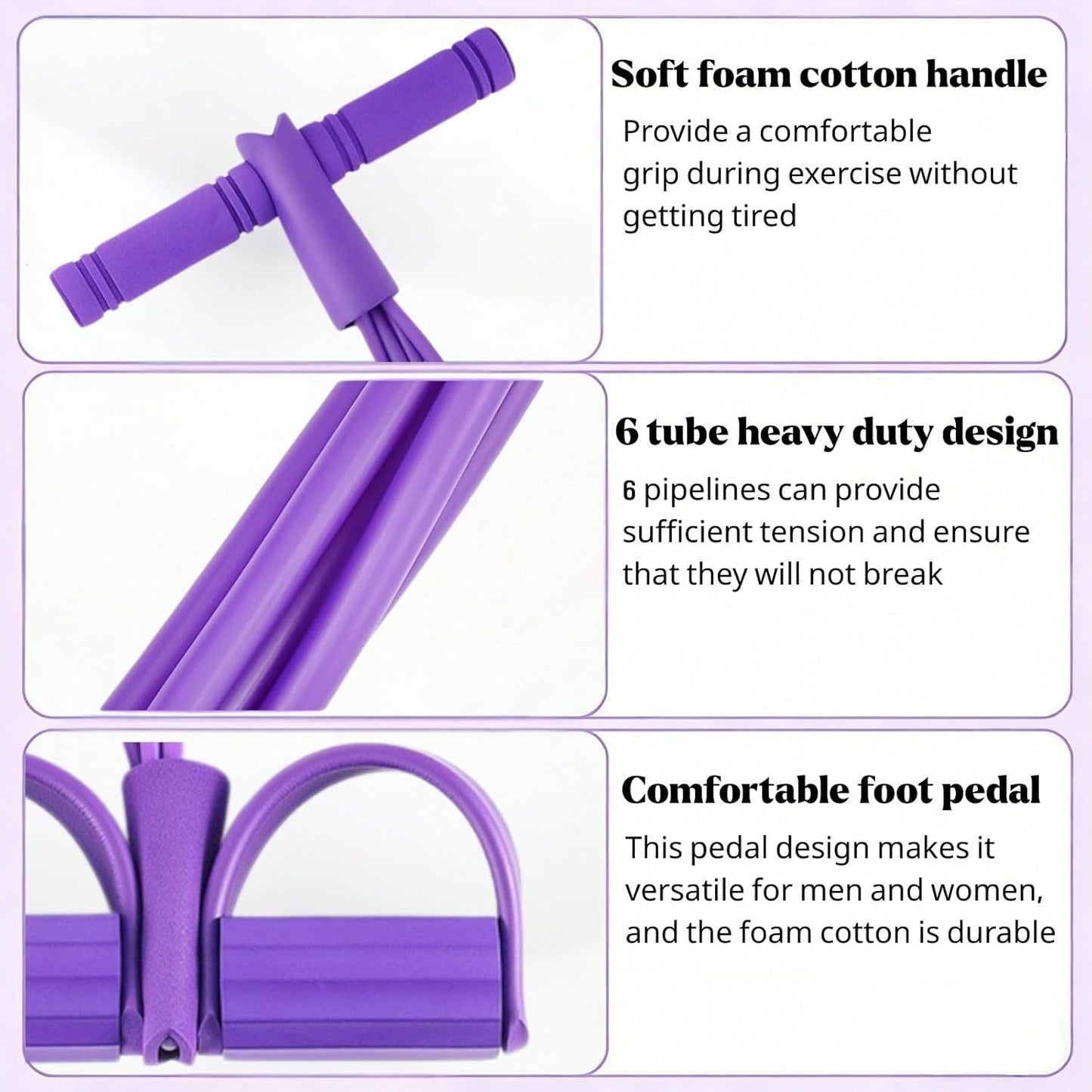 Pedal Resistance Bands - Multifunction Fitness Training with 6 Tubes | Natural Rubber for Strength & Slimming