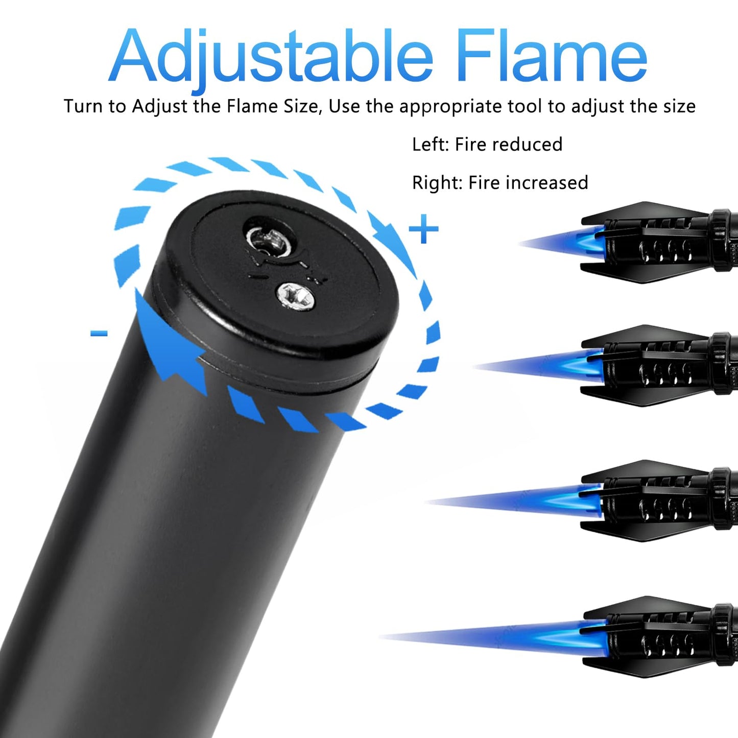 Camping Mini Torch Lighter EDC Windproof Small Lighters with Visual Window Refillable Gas Pocket Tactical Jet Flame for Hiking Survival Kitchen Grill Fireplace Home Candle BBQ, 5" (Without Butane)