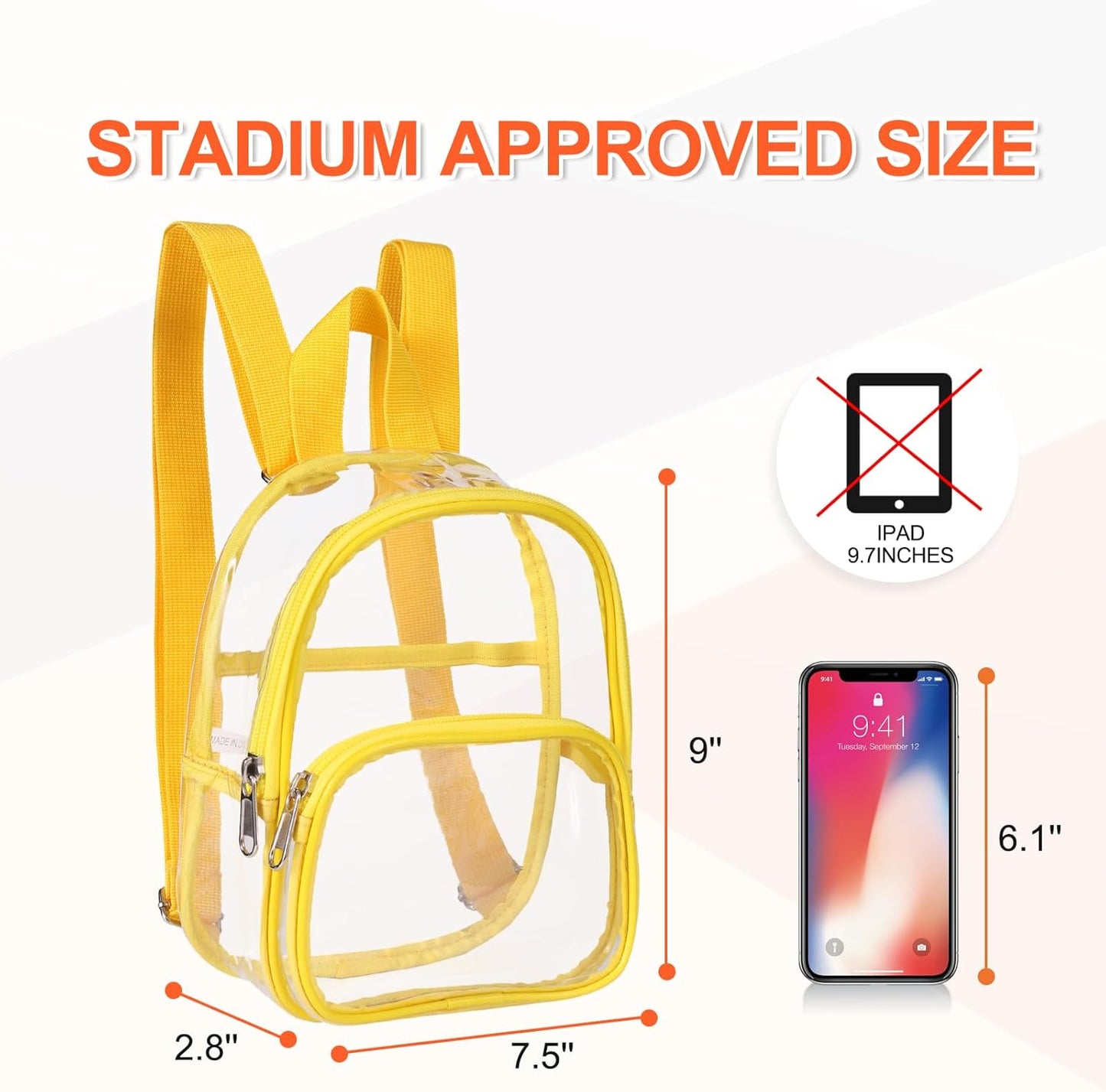 USPECLARE Clear Mini Backpack - Stadium Approved Transparent Bag for Kids | Perfect for Concerts & Festivals