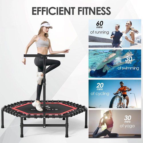CLORIS 45'' Rebounder Trampoline for Adults - Max Load 450lbs, Trampoline with Adjustable Foam Handle Indoor/Outdoor Fitness Body Exercise