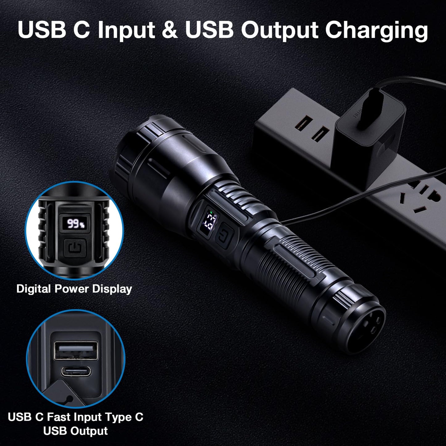 Ewenele Flashlight High Lumens Rechargeable, 1,500,000L Handheld Zoomable LED Flashlights High Powered, Super Bright Flash Lights with 3 Modes, USB C, Outdoor Flash Light for Emergency