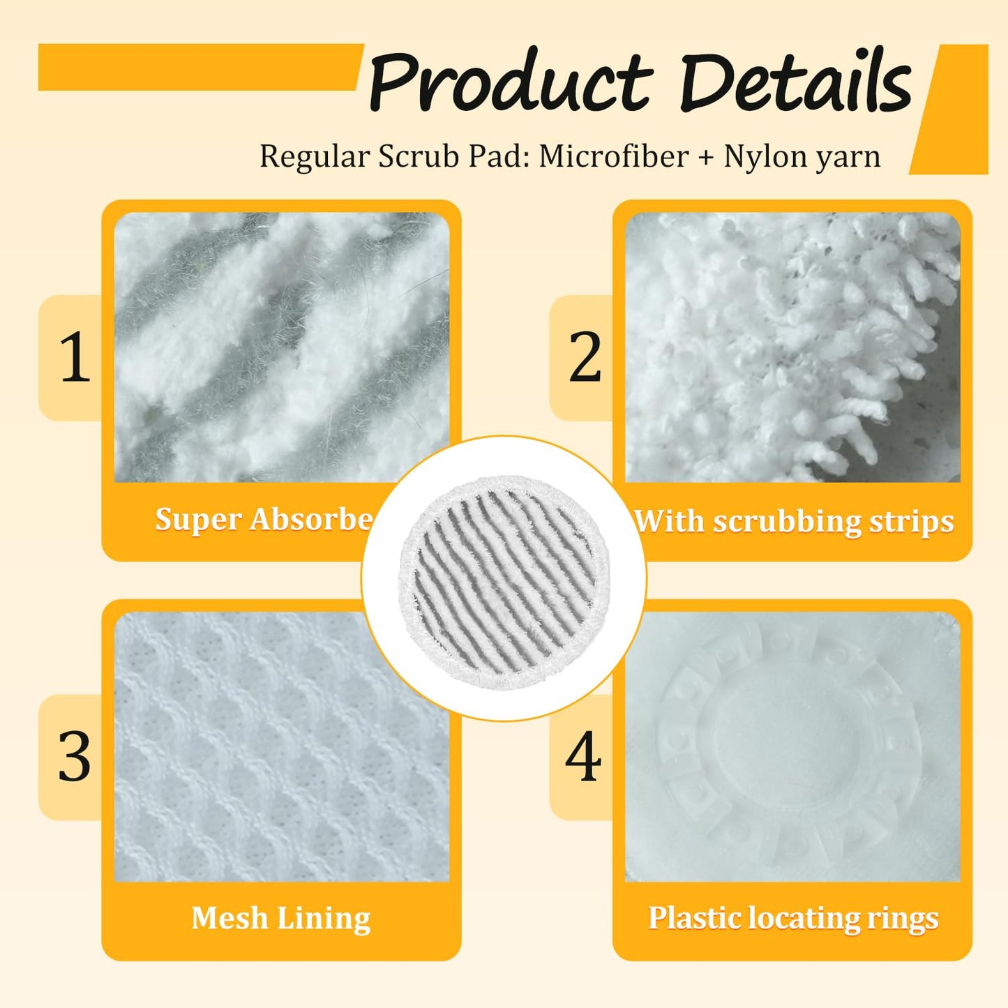 HXZIYI S7000 Replacement Steam Mop Pads for Shark S7001 S8201 S7000AMZ S8001 S7000 S7001TGT S7005 S7020 steam and Scrub mop Frosted Pad with Serrated Locator Ring（6Pack） (2green2gray2blue)