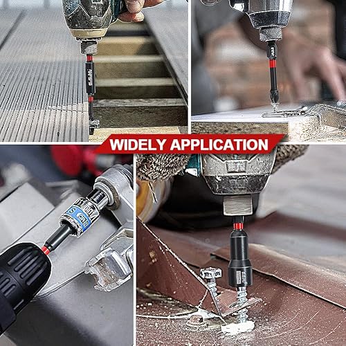 16PCS Impact Rated Magnetic Nut Driver Set with Socket Adapter Set and Phillips Screwdriver Drill Bits, Extension Bit Holder,1/4" Quick Change Hex Shank for Cordless Impact Wrench Drive Nuts Or Bolts