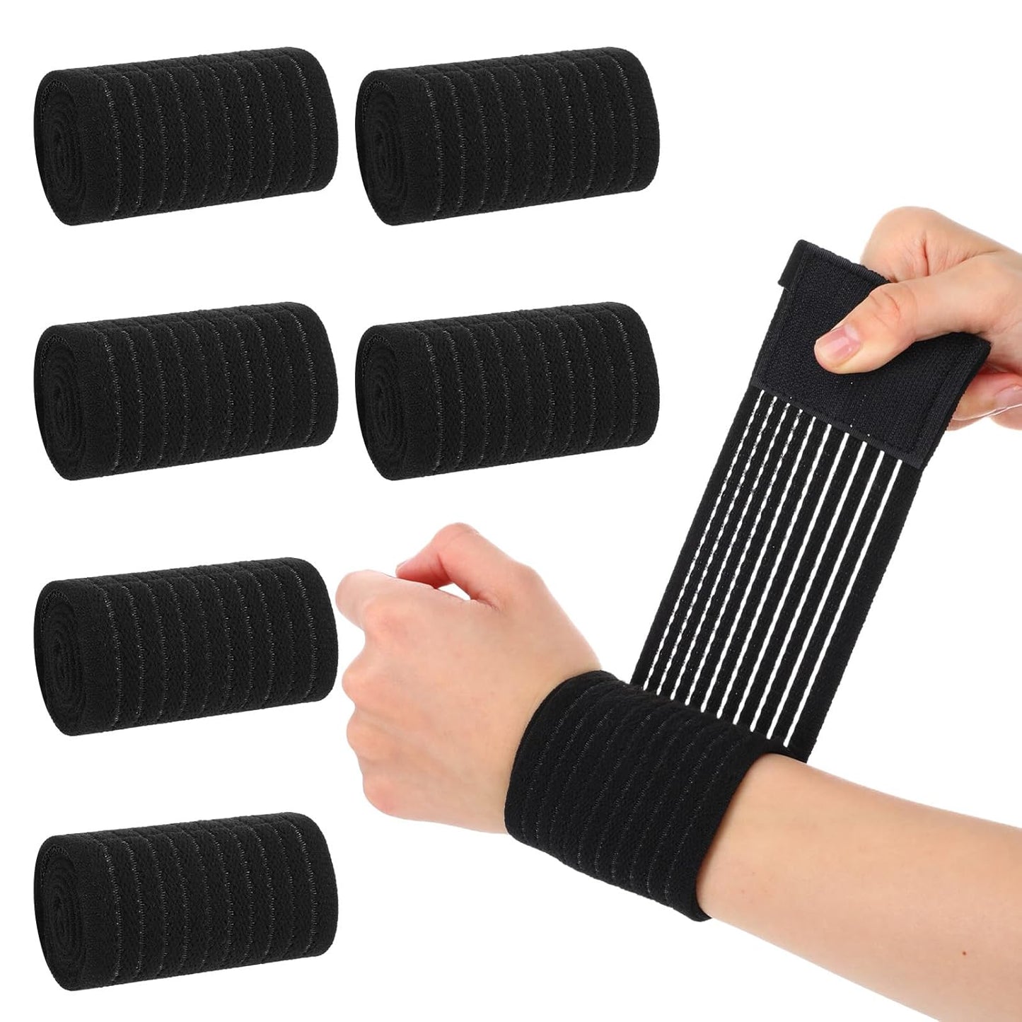 Skiennix High-Elastic Wrist Support Straps - Breathable Compression Wraps for Carpal Tunnel & Arthritis | 6 Pcs Set