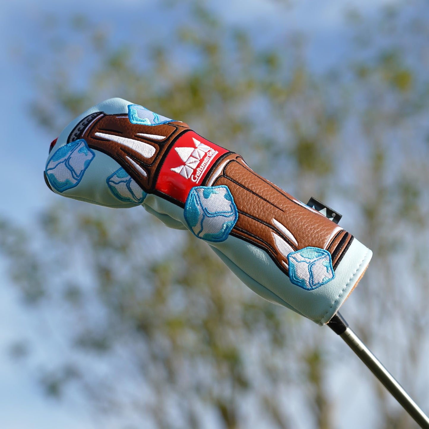 Ice Blue Golf Club Head Cover for Rescue Hybrid Headcover Gift for Men Women with Rotatable ID Tag