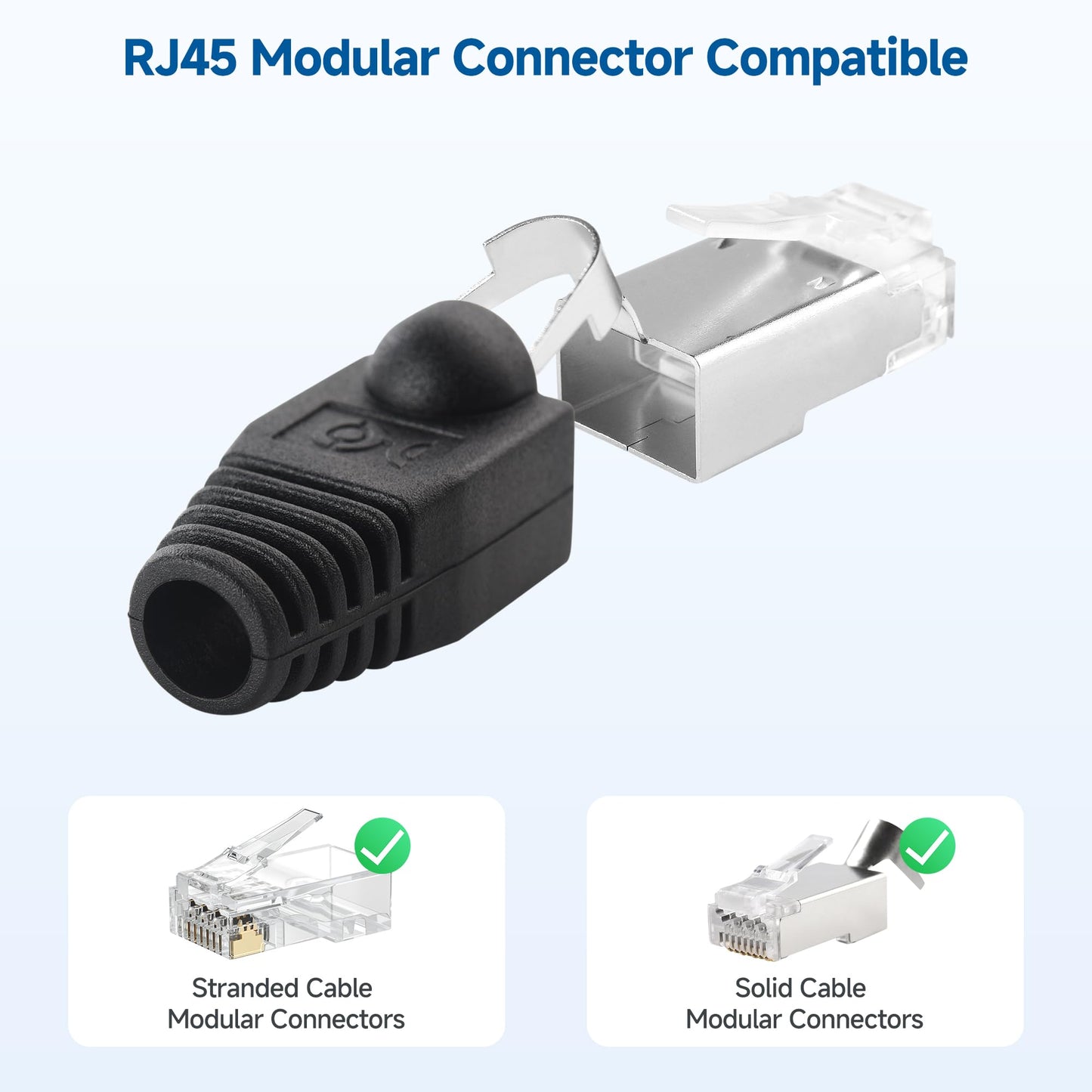 Cable Matters 100-Pack Cat6 / Cat5e RJ45 Strain Relief Boots, RJ45 Boot, Cat 6 Boot, Cat6 Ethernet Boots, Black, Suitable for 6.5mm (0.25in) Ethernet Cables