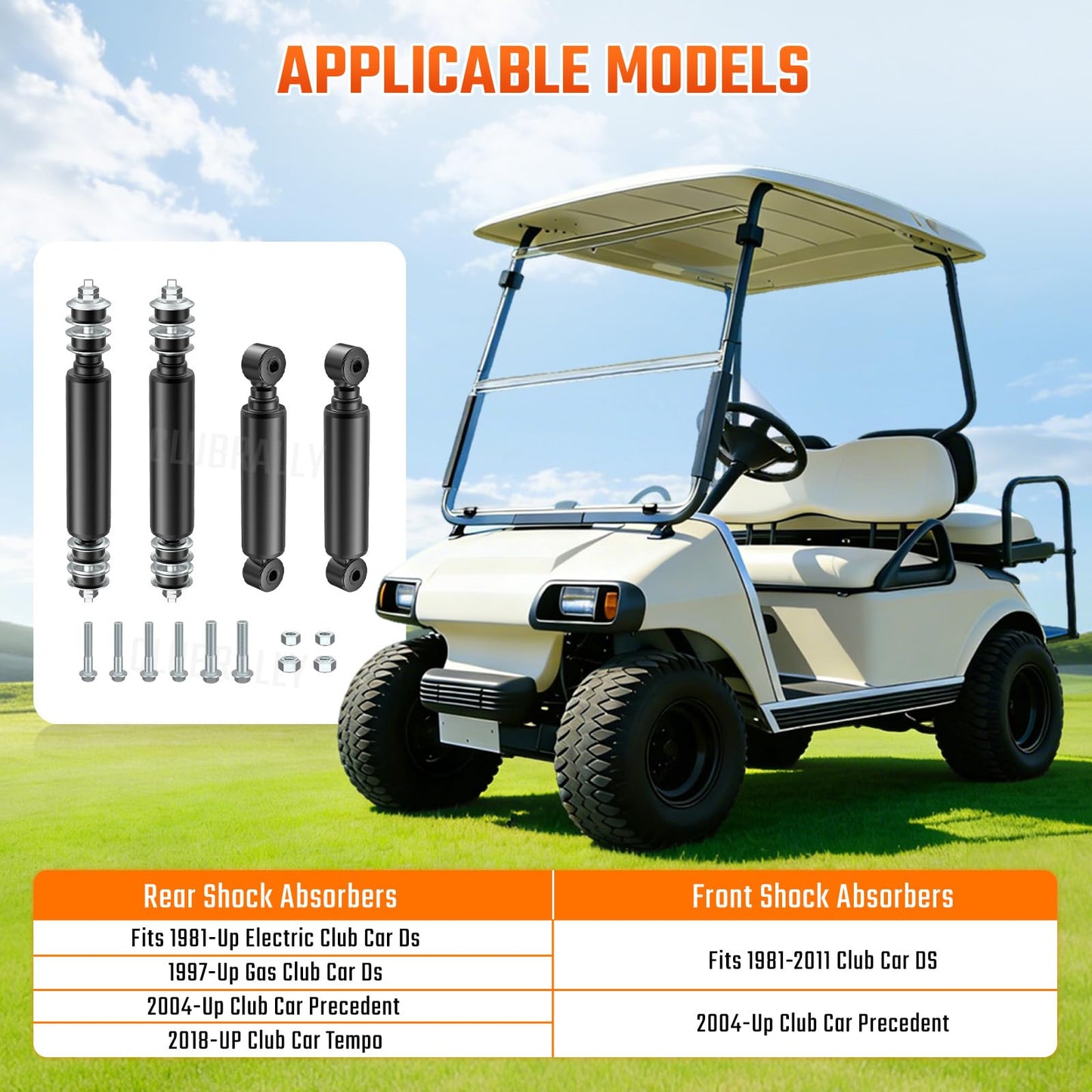 CLUBRALLY Front or Rear Shock Absorbers for Club Car Precedent&Tempo and DS 1014235 102588601 1027064-01 102588501