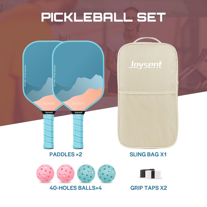 Joysent Pickleball Paddles Set of 2, Lightweight Pickleball Racket for Beginner, USAPA Approved Fiberglass Surface Pickleball Set with Non-Slip Comfort Grip, Blue