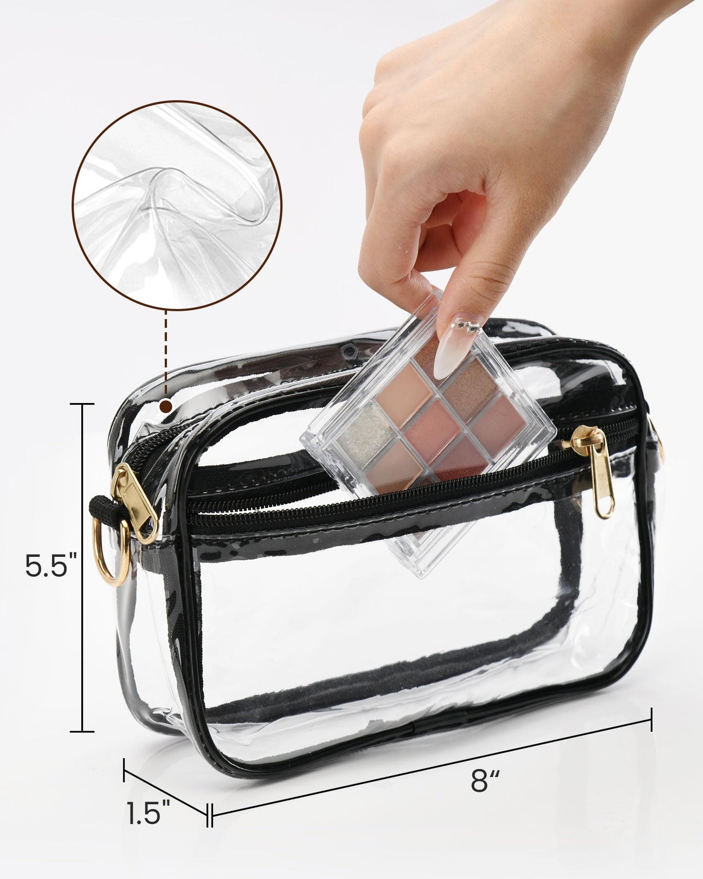 HULISEN Clear Crossbody Bag Stadium Approved, Clear Purses for Women, Transparent Handbag for Concerts & Sports Events Fans