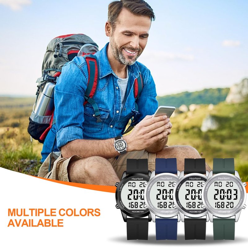 Hearkent Pedometer Watch for Walking for Senior No App Required with Steps Calories Counter and LCD Large Numbers