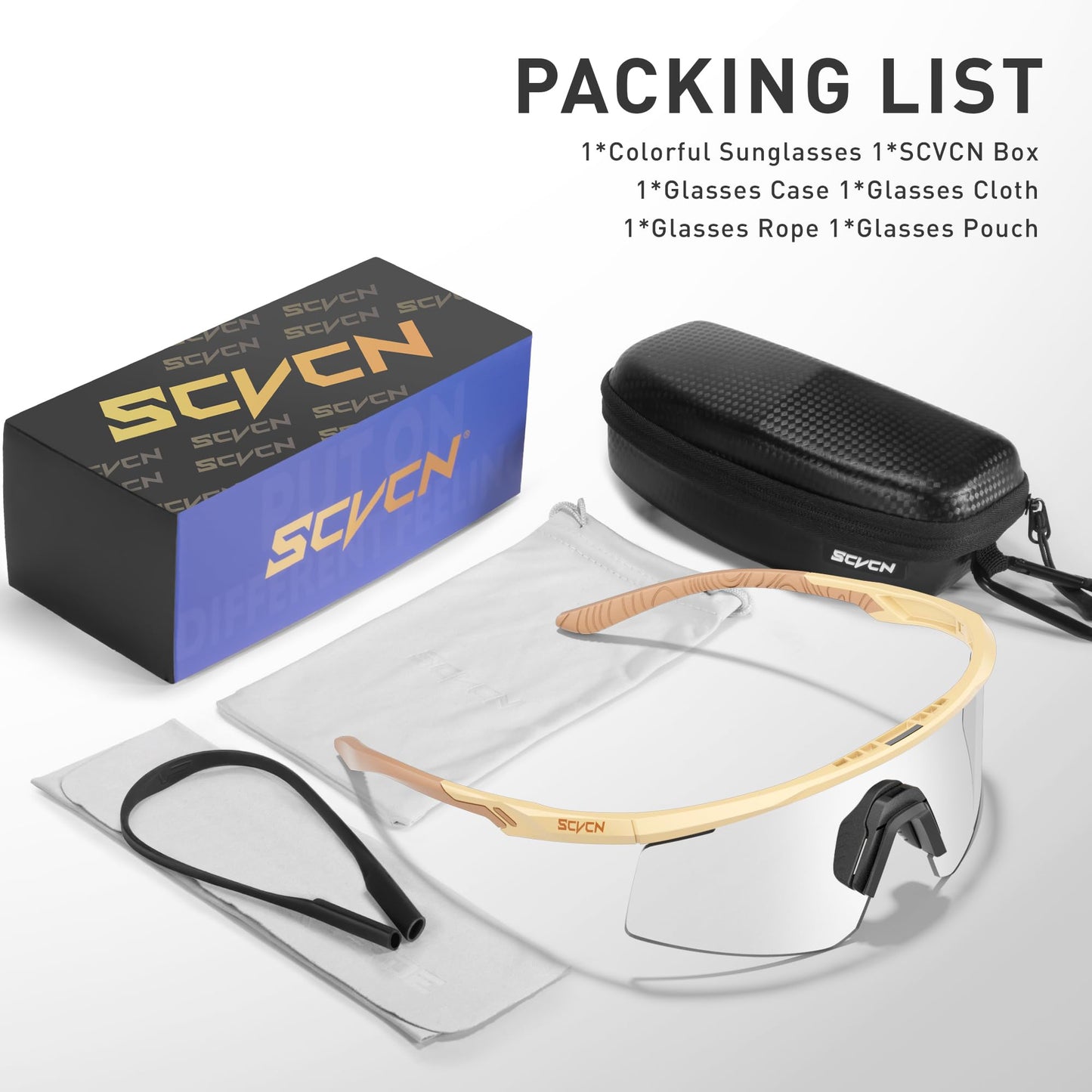 SCVCN Photochromic Cycling Glasses, UV400 Protection, TR90 Frame, Men Women Clear Sports Sunglasses for Cycling, Running, Baseball, mtb, Driving, mountain bike and other outdoor sports 09