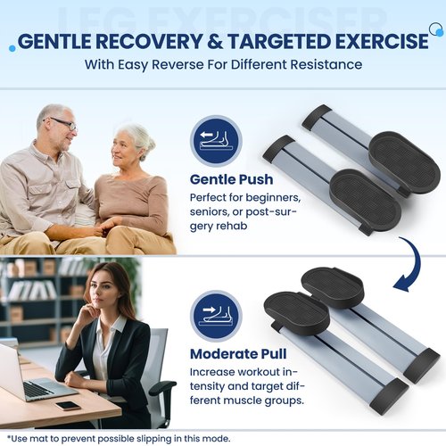 Leg Exerciser While Sitting for Seniors,Knee & Shoulder Exerciser for Home Office, Adaptable for Under Desk Arm& Leg Pedal Exerciser with Resistance, Low Impact Workout for Rehab,Non-Slip Mat Included