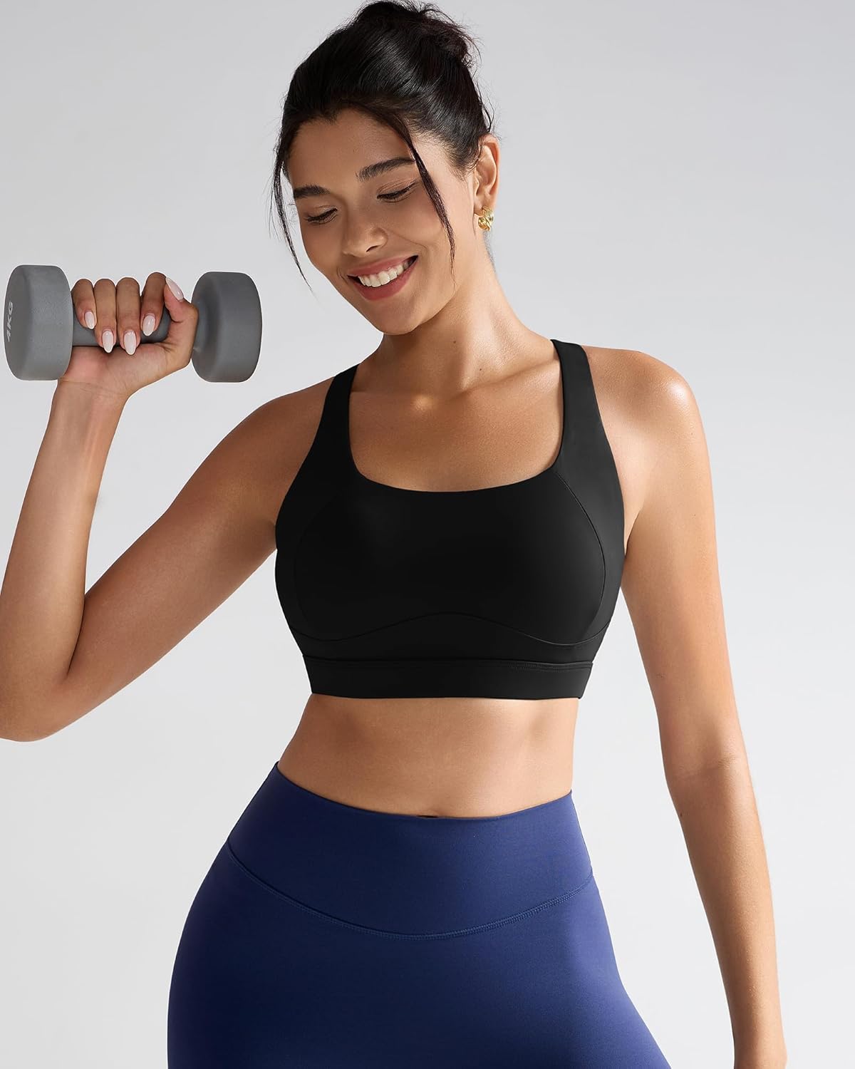 RUNNING GIRL Sports Bra - High Support Racerback for Women | Grey Moulded Cup Workout Bra