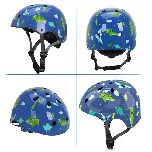 Kids Helmet with Knee Pads Elbow Pads and Wrist Guards,Child Protective Gear for Boys Girls Age 3-5-8 Years fit Roller Skates, Skateboarding, Scooter Bicycle Skate Scooter Skateboard (Blue)
