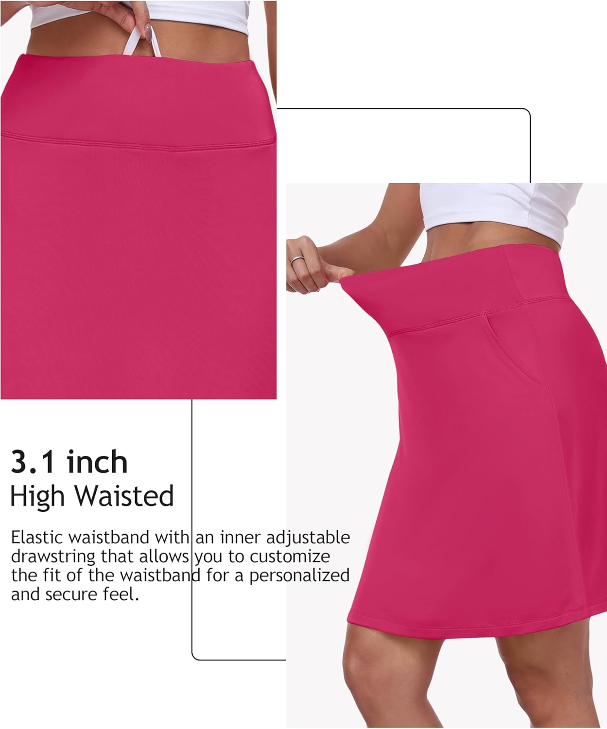 MoFiz Women's High-Waisted Golf & Tennis Skorts - 20" Knee-Length Athletic Skirt for Summer Sports