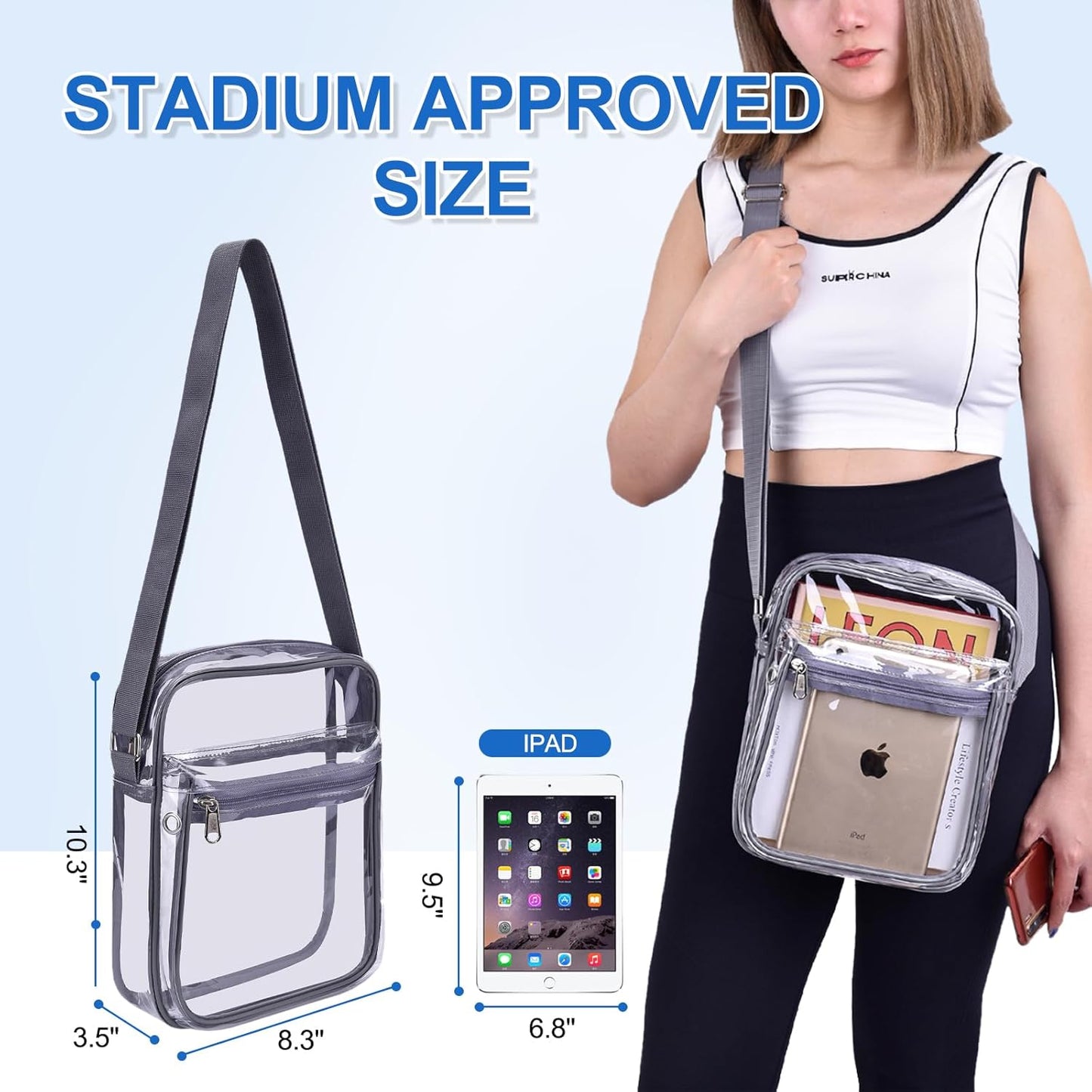 USPECLARE Clear Purse - Stadium Approved Clear Messenger Bag for Men & Women | Durable & Stylish