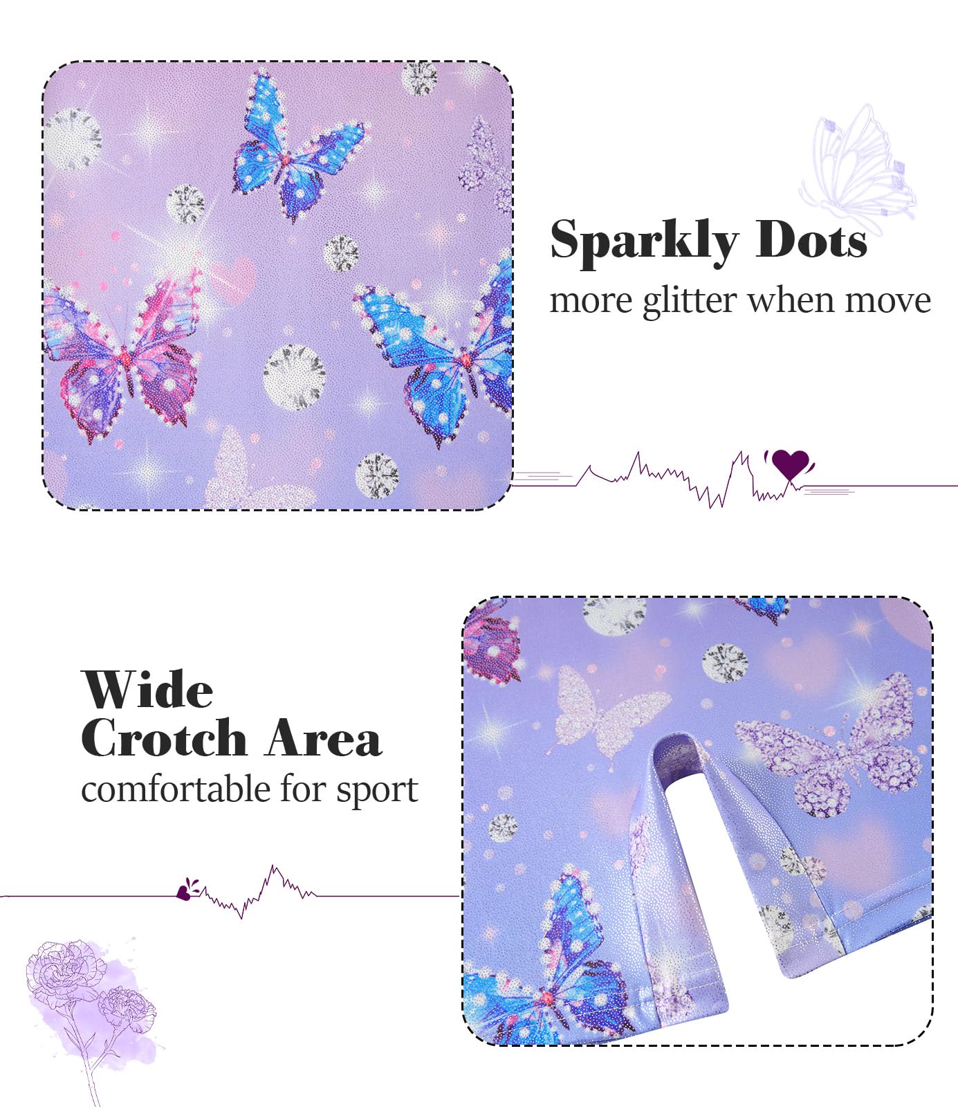 Vogseek 6-7Y Girls Gymnastics Leotards with Hair Scrunchie, Purple Shiny