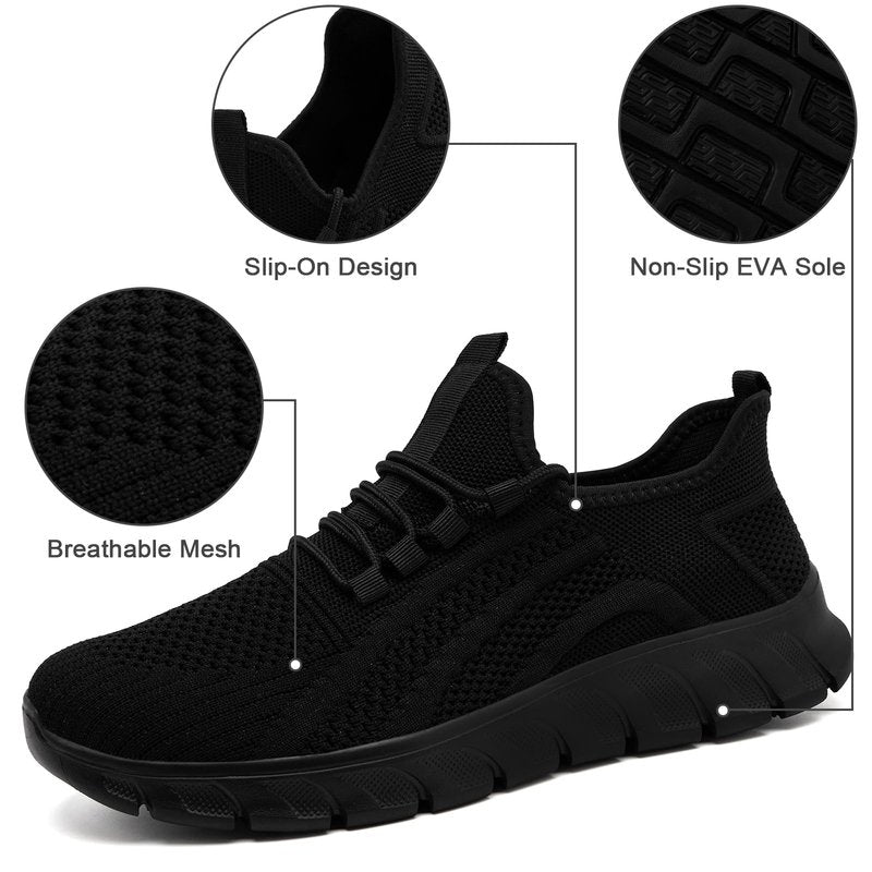 RJYWGS Mens Shoes Black Sneakers for Men Running Tennis Gym Athletic Shoes Workout Comfortable Men Black Size 11
