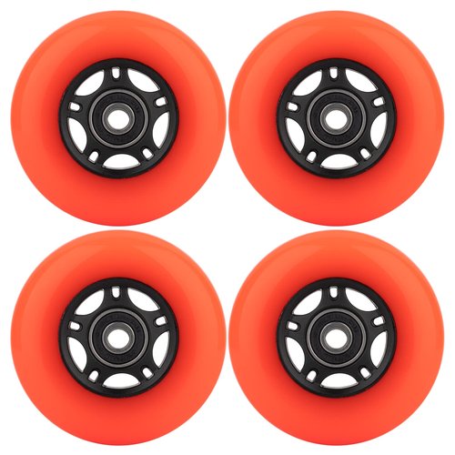 WHEELCOME Inline Skate Wheels with Bearings ABEC-9 and Floating Spacers for Blades Roller Hockey Skates, 85A Indoor & Outdoor, 64mm/70mm/72mm/76mm/80mm Dia, 4-Pack (Orange, 64mm)