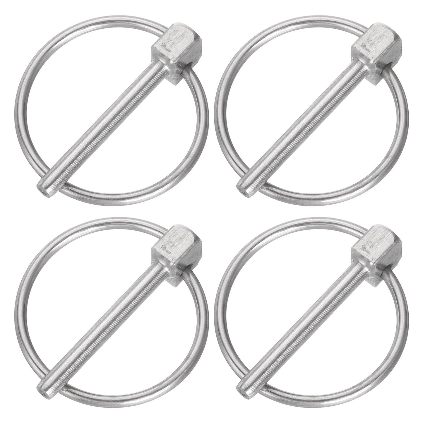 uxcell 4Pcs 1/8" x 1-3/8" Linch Pin with Ring, Stainless Steel Round Linch Pins for Boat Kayak Canoe, Trailer Trolley Trucks Mower, Silver