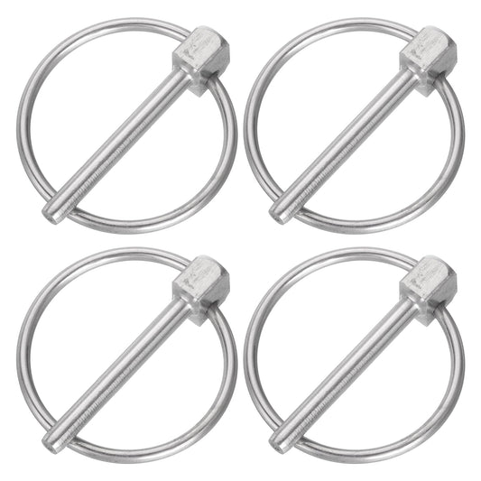 uxcell 4Pcs 1/8" x 1-3/8" Linch Pin with Ring, Stainless Steel Round Linch Pins for Boat Kayak Canoe, Trailer Trolley Trucks Mower, Silver