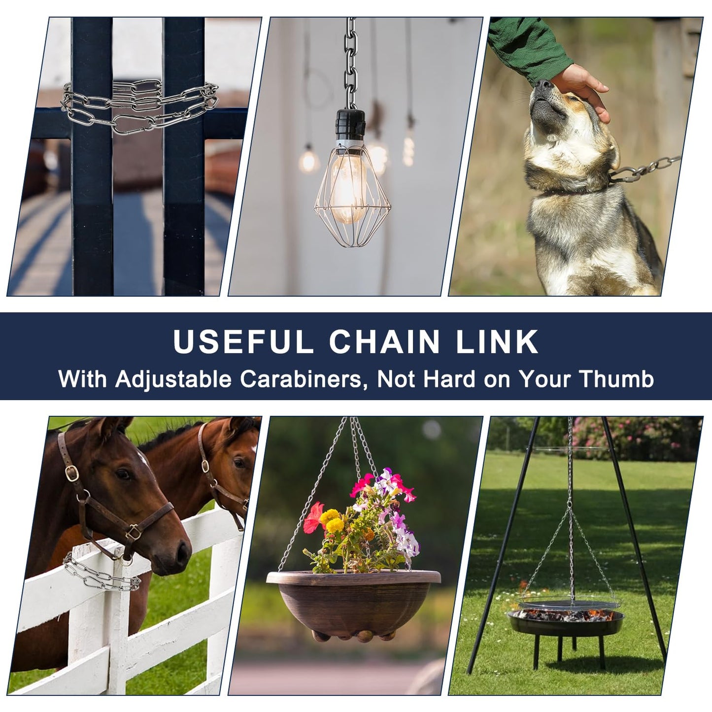 2 Pack Outdoor Fence Gate Chains, 5/32 x 36 Inch Mental Chain Fence Lock with Spring Hooks Easy to Open and Close, Silver Safety Gate Chain Link for Livestock, Ranch, Barn Urkupoo (Extended)