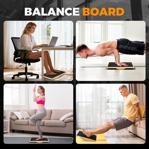 Wooden Rocker Balance Board for Adults – Side-to-Side Motion Anti-Slip 350LBS Balance Trainer for Standing Desk, Physical Therapy & Core Strength – Durable Wooden Rocker Board for Office & Rehab