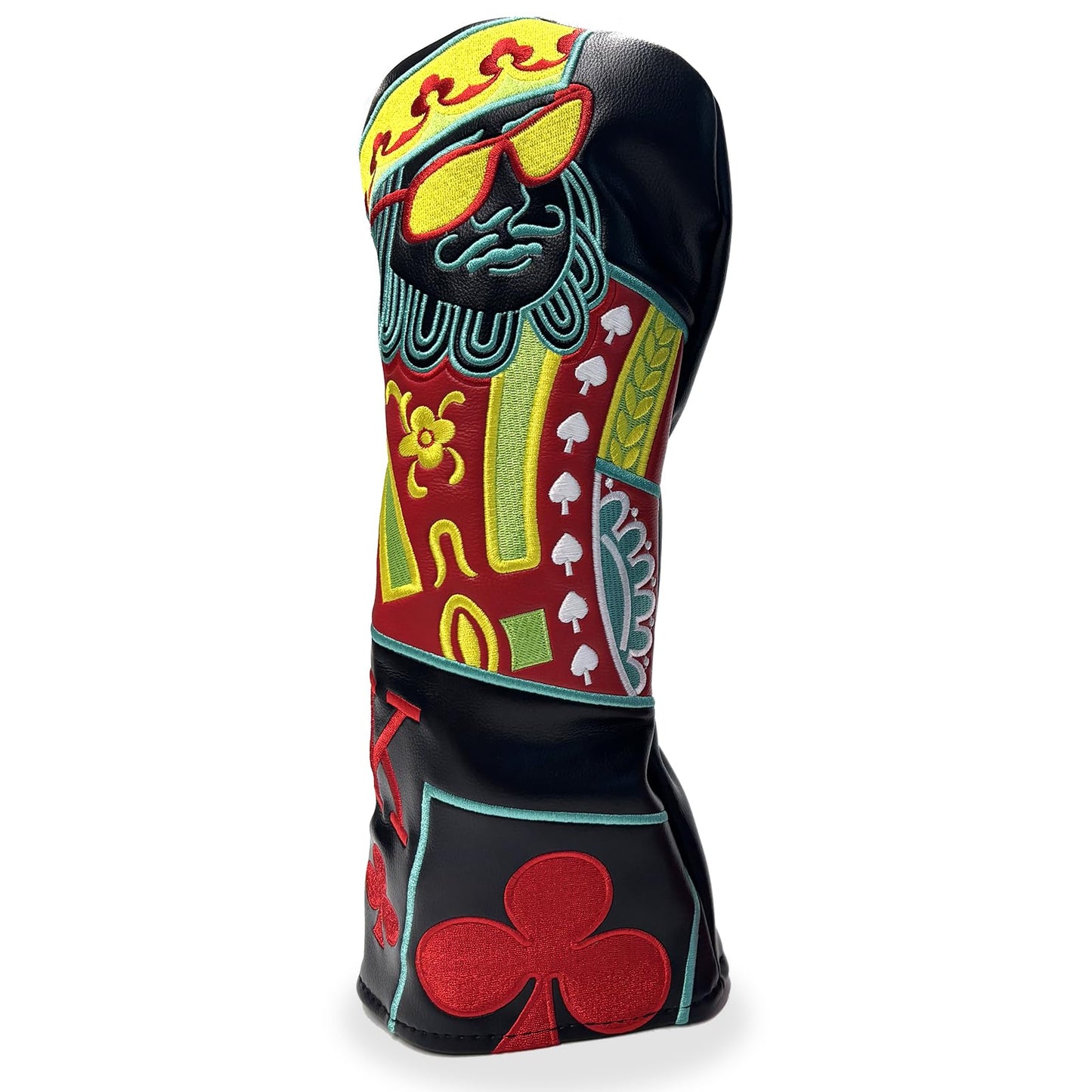IMUSUBI Poker Golf Headcover Fairway Wood Cover Headcover with Premium Synthetic Leather Material Embroidery Poker Pattern Fits for All Brand Golf Headcovers (for Driver)