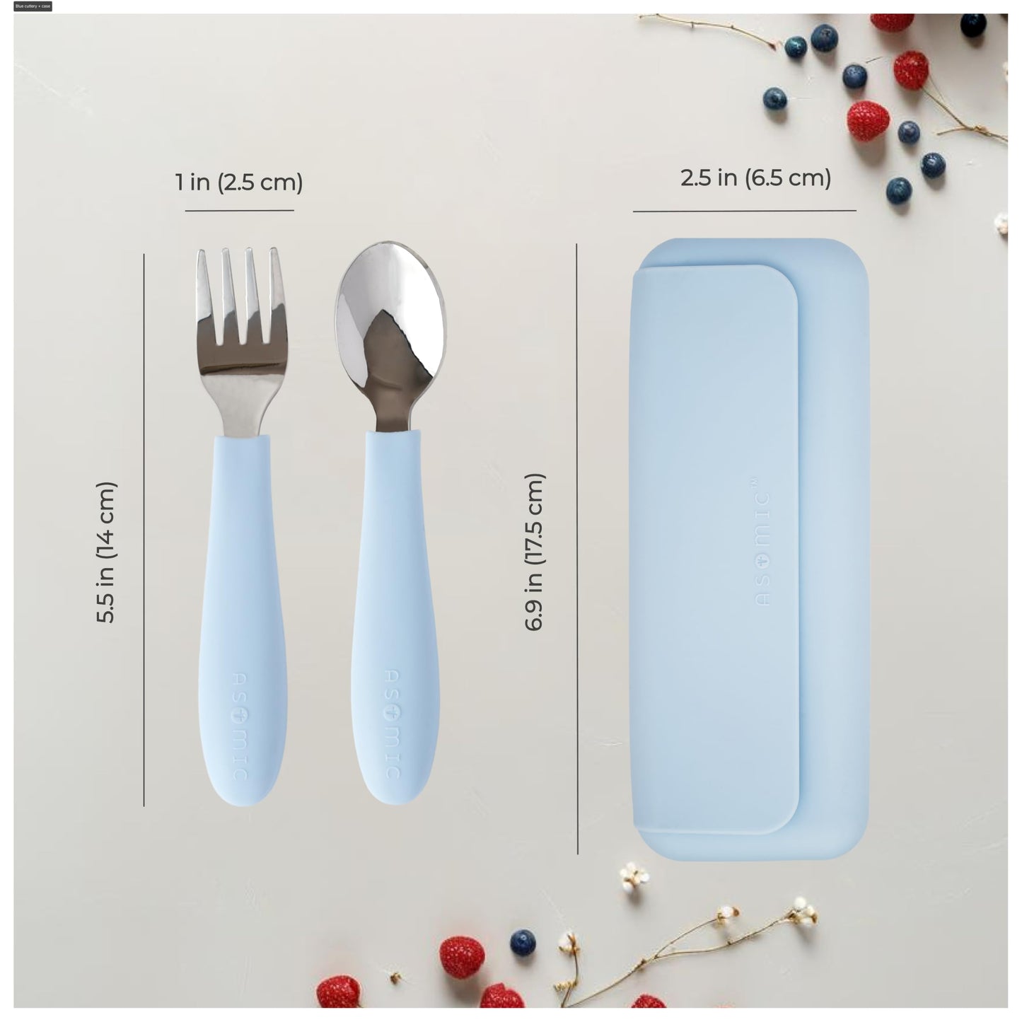 ASOMIC® Premium 316 Stainless Steel Toddler Utensils with Silicone Handles & Travel Case, Kids Spoon & Fork Set for Toddler Self Feeding at Daycare, Preschool & School, BPA-Free, Dishwasher Safe