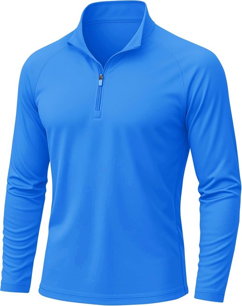 KEFITEVD Men's Sun Protection Shirt - UPF 50+ Long Sleeve 1/4 Zip Quick Dry Fishing T-Shirt
