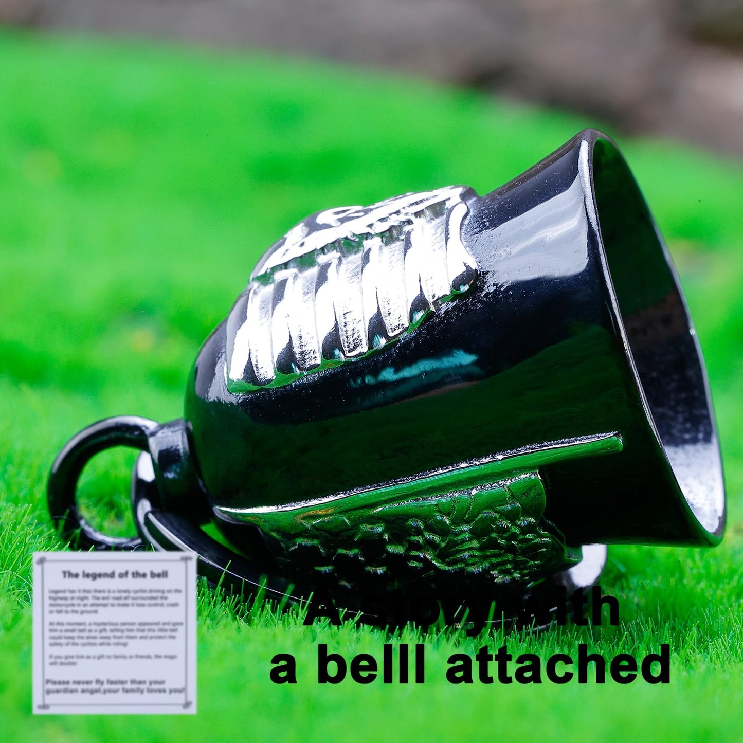 Motorcycle for Bells - Motorcycle Angel Bell for Men Women,Bell Biker Accessory,Guard Riding Safety (Black) (Black Silver)